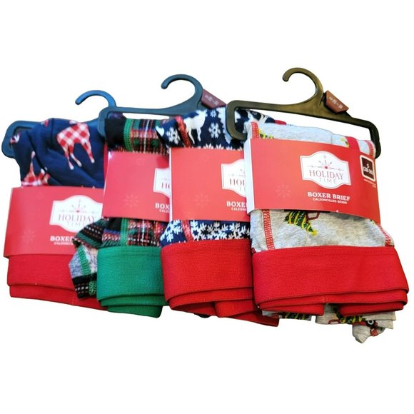Men's Christmas Boxer Shorts Stocking Stuffer Gift Set of 4 Small 28-30 DH3204 - Picture 1 of 6
